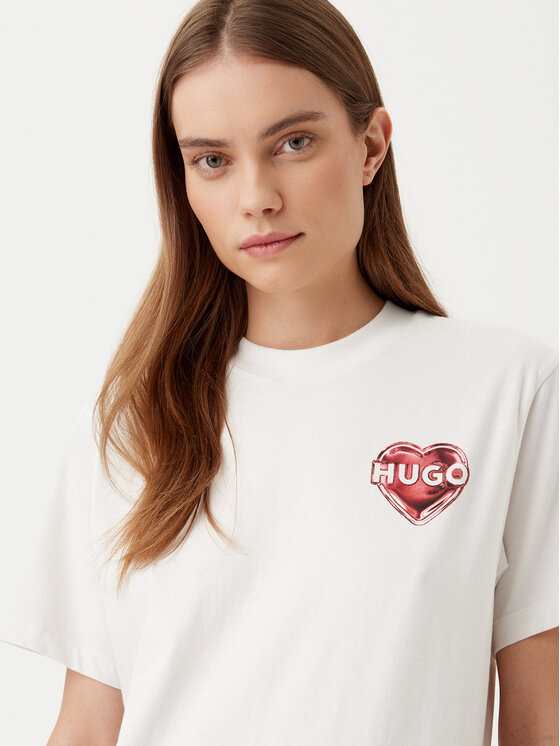 HUGO HUGO T-Shirt Vintage 50534545 Biały Boxy Fit