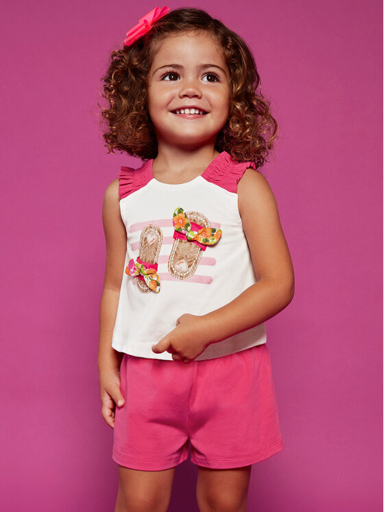 Mayoral Mayoral Set top i pantaloni scurti 1230 Roz Regular Fit