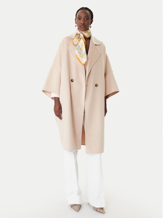 Marella Marella Cappotto di lana Teca 2613011011 Beige Relaxed Fit