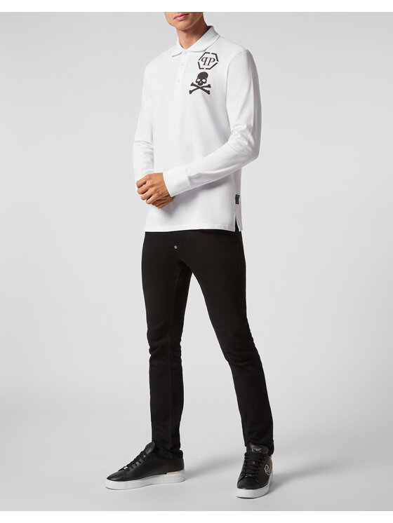 PHILIPP PLEIN PHILIPP PLEIN Polo 3741 Biały Regular Fit