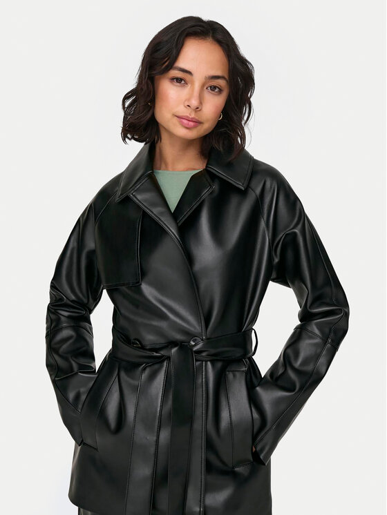 ONLY ONLY Яке от имитация на кожа ONLSOFIA 15322148 Черен Short Fit