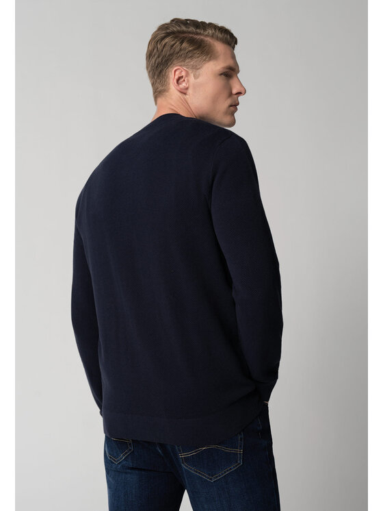 Volcano Volcano Sweter S-LOGAN Granatowy Regular Fit