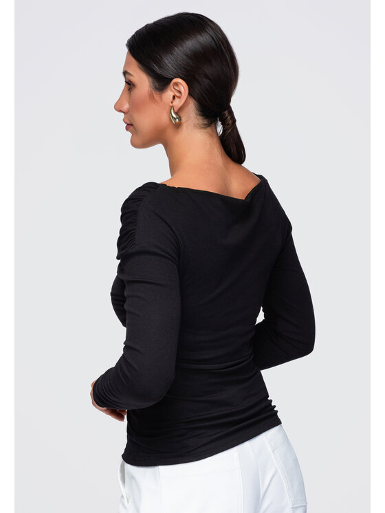 Ombre Ombre Bluzka OW-TS-E0088 Czarny Regular Fit