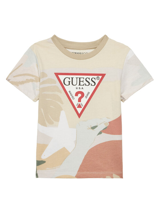 Guess Guess Sada T-shirt a šortky N5GG05 K8HM4 Béžová Regular Fit