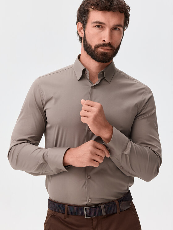 Evenemen Evenemen Koszula Punto G. Riva Caffee Beżowy Slim Fit