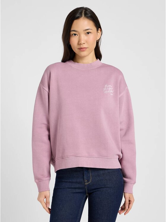 Lee Lee Bluza GRAPHIC CREW SWS Różowy Relaxed Fit