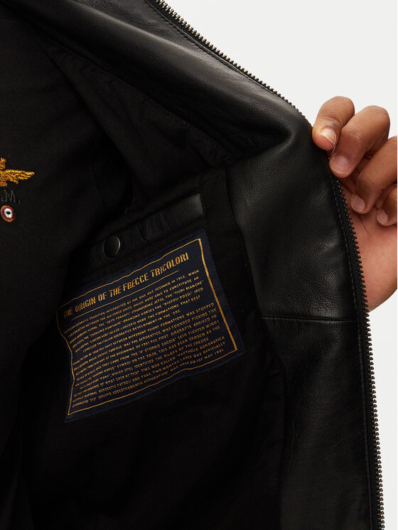 Aeronautica Militare Aeronautica Militare Kožená bunda 242PN949PL249 Čierna Regular Fit