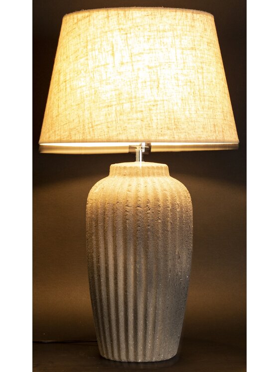 MIAhome MIAhome Lampka nocna Lampa stołowa z ceramiki i tkaniny WALSH Beżowy