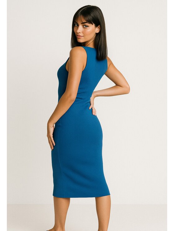 Nudyess Nudyess Vestito estivo Louisiana mimi z prążka Blu Fitted Fit