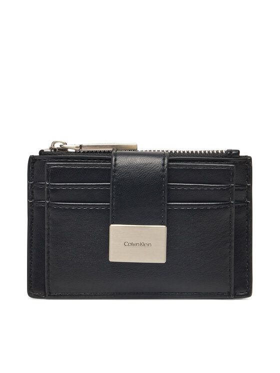 Calvin Klein Calvin Klein Portofel pentru femei Hardware Snap Top Zip Cardholder K60K612959 Negru