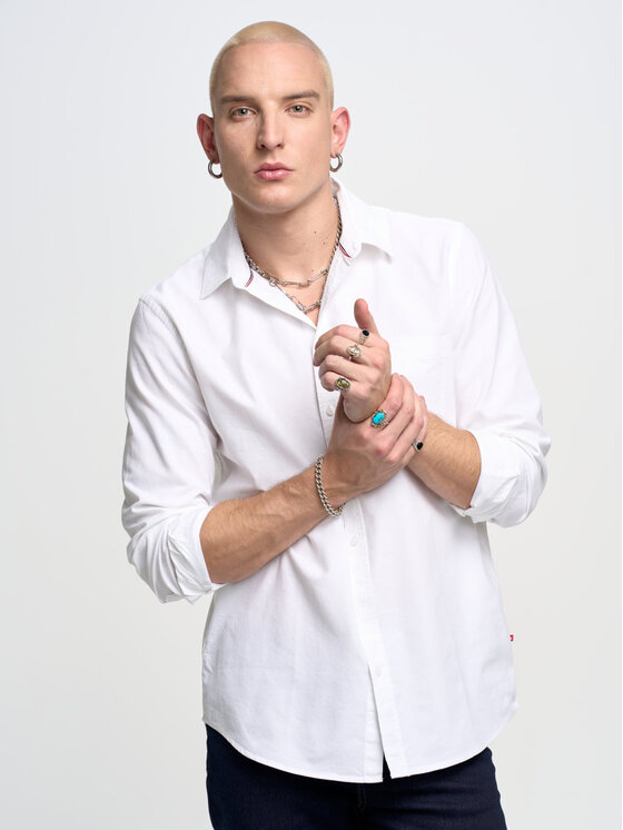 BIG STAR BIG STAR Koszula trixi_shirt_ls_100 Biały Basic Fit