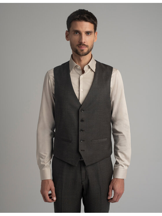 Borgio Borgio Kamizelka garniturowa Pertosa Brązowy Slim Fit