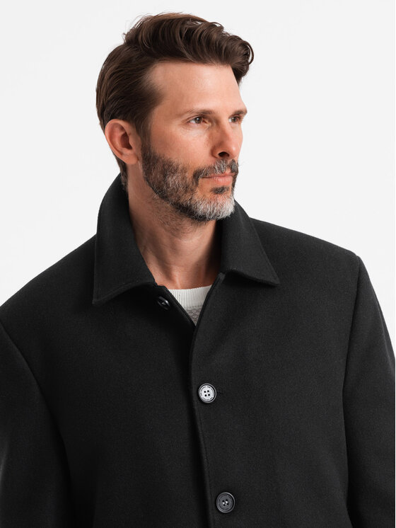 Ombre Ombre Płaszcz OM-COWC-0106 Czarny Regular Fit