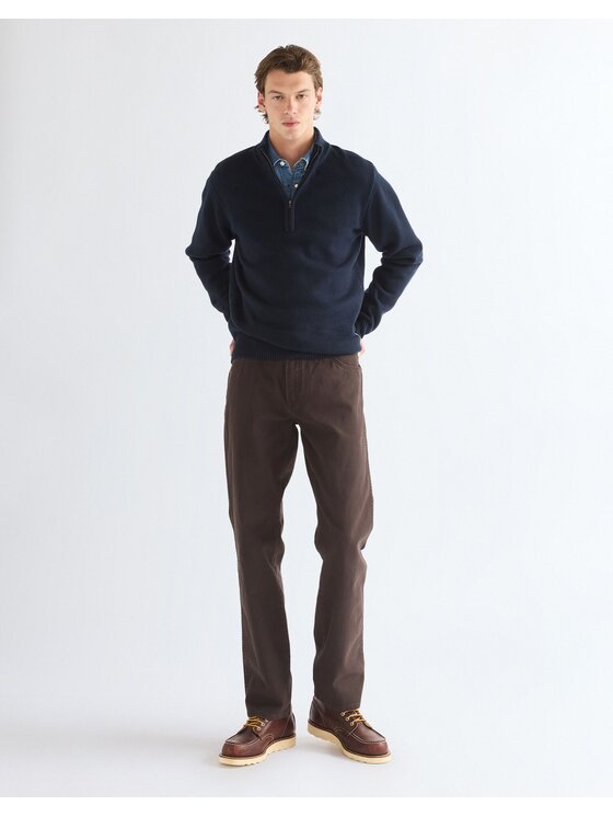Wrangler Wrangler Sweter QUARTER ZIP KNIT Niebieski Regular Fit