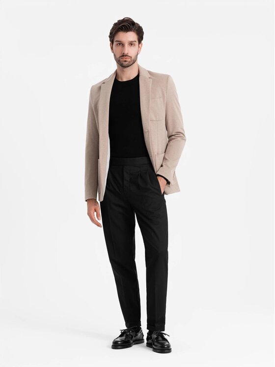 Ombre Ombre Marynarka OM-BLZB-0129 Beżowy Regular Fit
