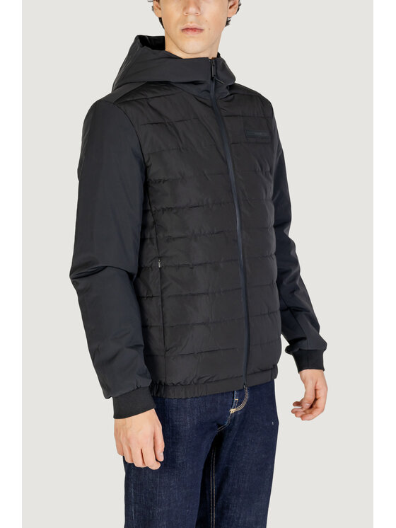 Calvin Klein Calvin Klein Μπουφάν δερμάτινο TECHNICAL MIX MEDIA Μαύρο Casual Fit