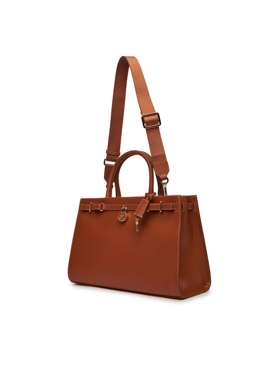 Tommy Hilfiger Tommy Hilfiger Torbica American Icon Tote Leather AW0AW17185 Smeđa