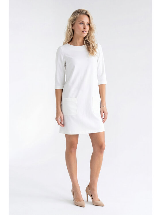 FIGL FIGL Sukienka koktajlowa M1350 Kremowy Straight Fit
