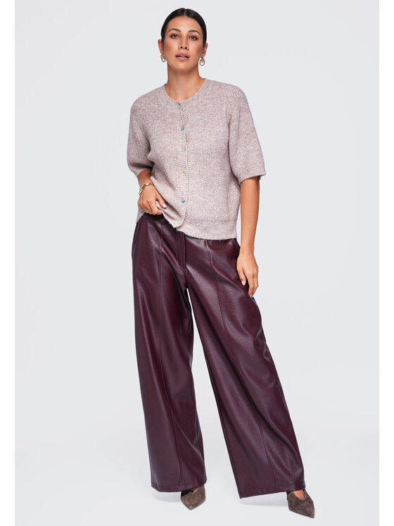 Ombre Ombre Spodnie materiałowe OW-PA-E0023 Bordowy Relaxed Fit