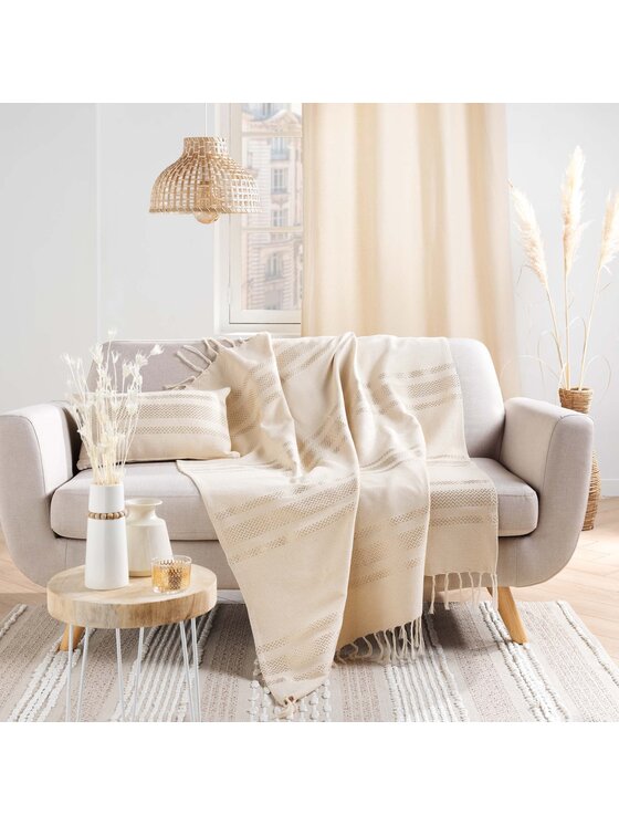 MIAhome MIAhome Koc Pled Narzuta 150x125 cm TIAGO Beżowy