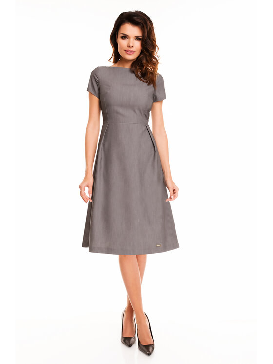 Awama Awama Sukienka letnia A130 Szary Basic Fit