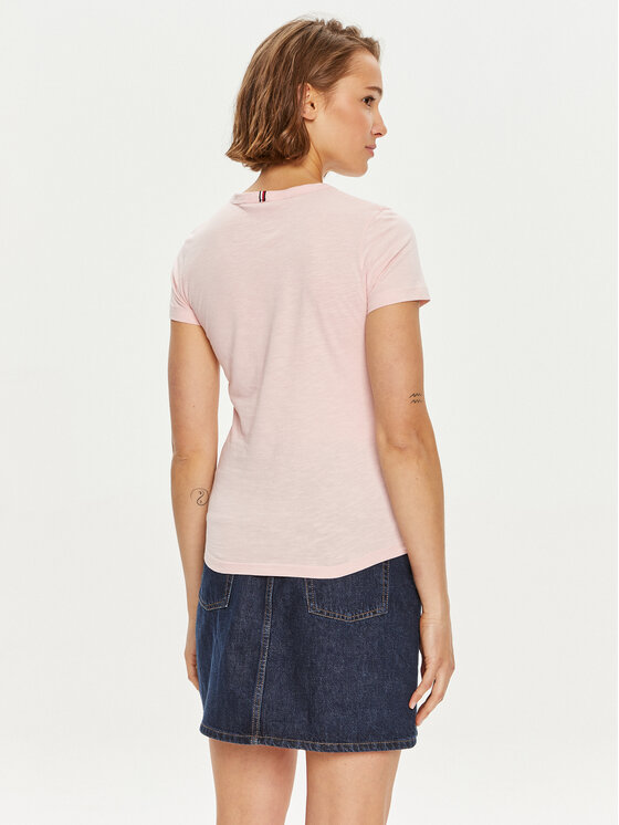 Tommy Hilfiger Tommy Hilfiger T-shirt 1985 WW0WW37857 Ružičasta Slim Fit