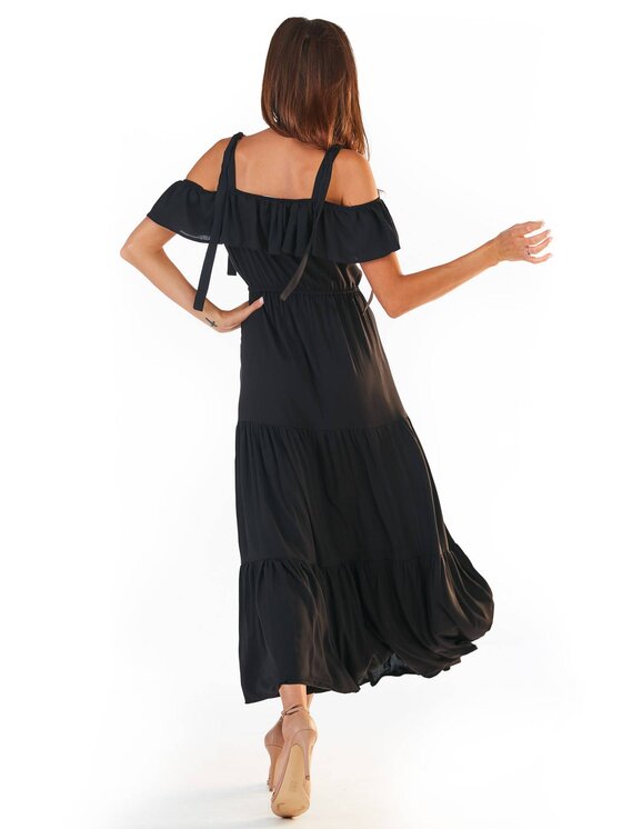 Awama Awama Sukienka letnia A358 Czarny Basic Fit