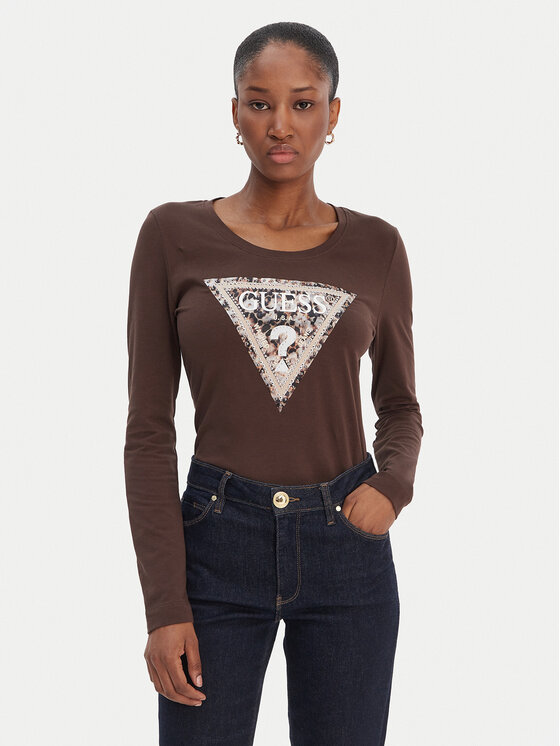 Guess Bluză W6RI33 J1314 Maro Regular Fit