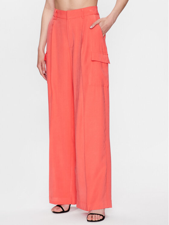 DKNY DKNY Medžiaginės kelnės P3BKTR20 Koralų Relaxed Fit