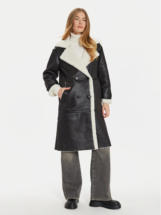ViCOLO Cappotto in shearling TS0042 Nero Regular Fit, taglia : M