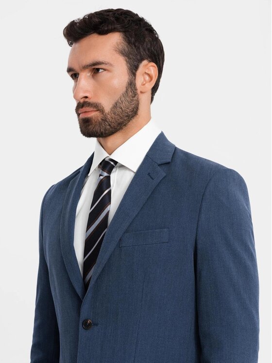 Ombre Ombre Marynarka OM-BLZB-0135 Niebieski Slim Fit