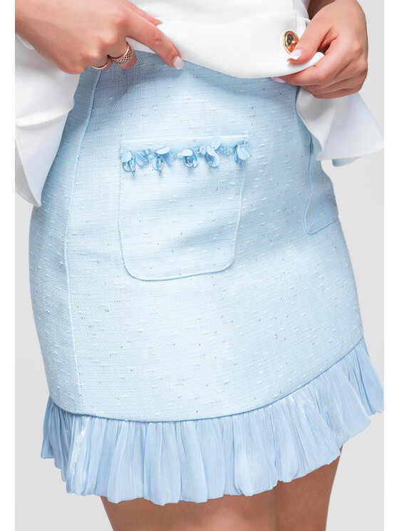 Ombre Ombre Spódnica mini OW-GL-E0010 Niebieski Slim Fit