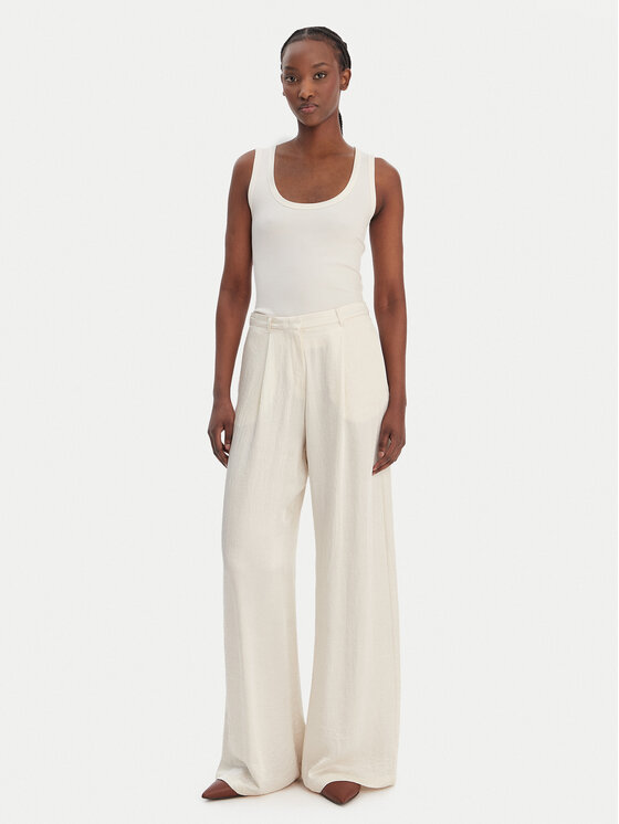 Marella Marella Palazzo kalhoty Formato 2613131035 Écru Wide Leg