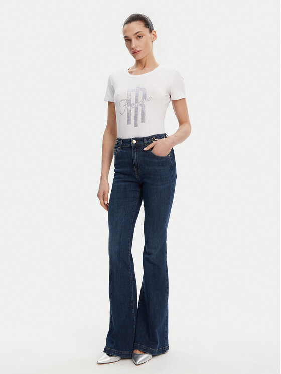Fracomina Fracomina Tričko FP25ST3002J449N5 Biela Slim Fit