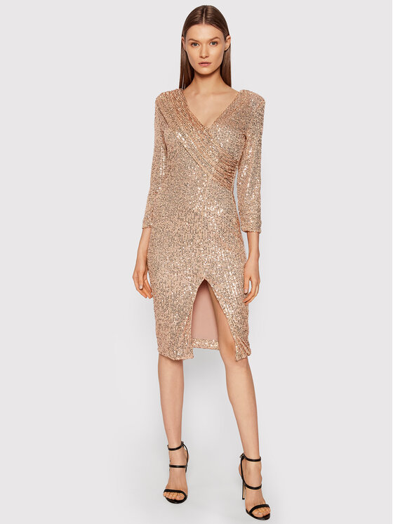 Rinascimento Rinascimento Coctailkleid CFC0018249002 Beige Slim Fit