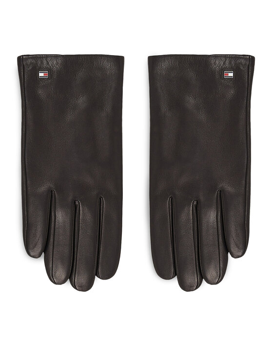 tommy hilfiger gants homme essential flag leather gloves am0am11482 noir