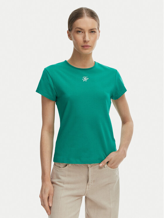 Tommy Hilfiger Tommy Hilfiger T-Shirt WW0WW48710 Zielony Slim Fit