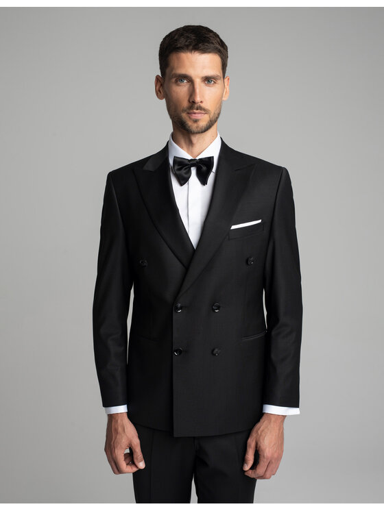 Borgio Borgio Marynarka cesaro_II_czarna Czarny Slim Fit