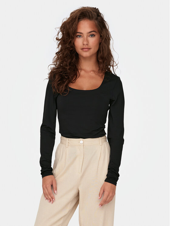 ONLY ONLY Блуза Lea 15302647 Черен Slim Fit