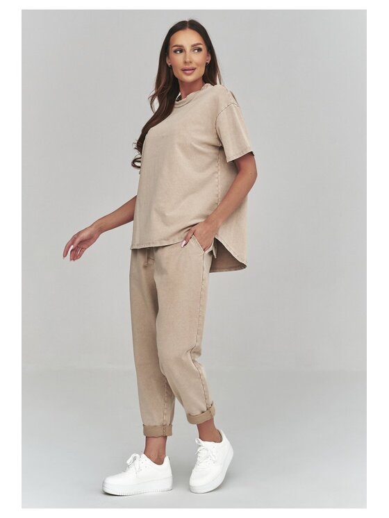 Makadamia Makadamia Dres C65 Beżowy Loose Fit