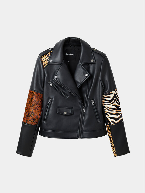 Desigual Desigual Jacke aus Kunstleder 23WWEW70 Schwarz Regular Fit
