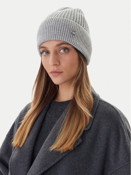 Calvin Klein Calvin Klein Czapka Ck Metal Wool Beanie LV04D8032G Szary