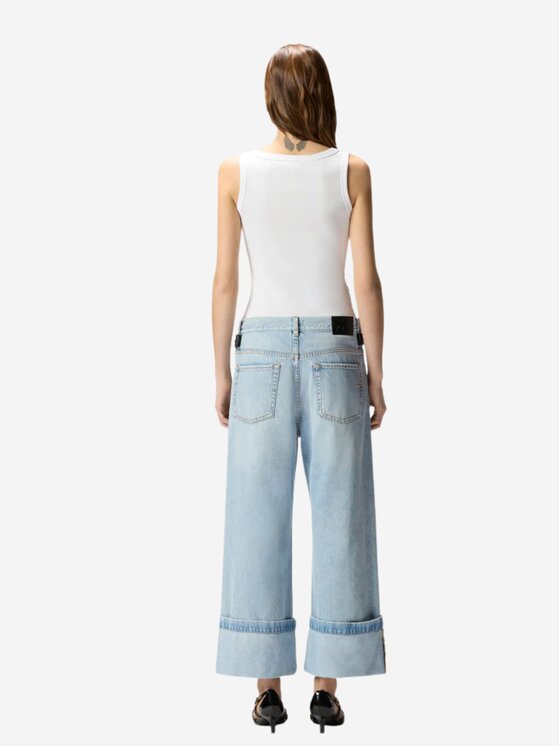 PINKO PINKO Top CECILY CANOTTIERA COSTINA DI COTONE Biały Slim Fit