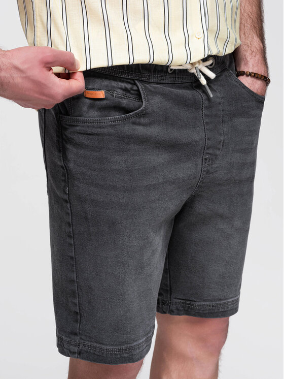Ombre Ombre Džínové šortky OM-SRDS-0192 Tmavě šedá Slim Fit