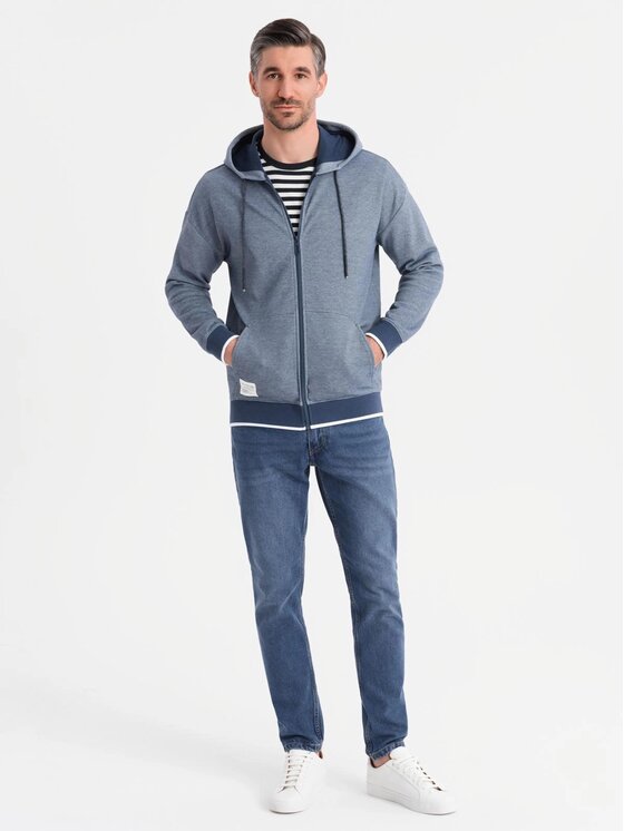 Ombre Ombre Mikina OM-SSZP-0191 Tmavomodrá Regular Fit