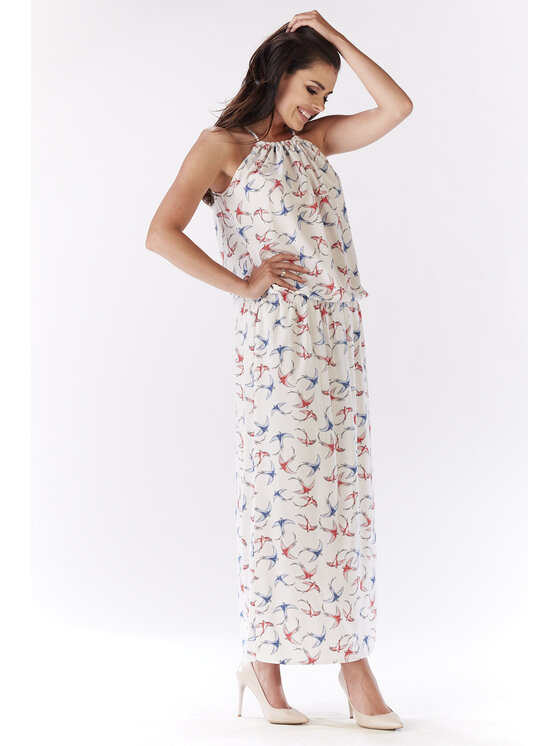 Awama Awama Sukienka letnia A184 Écru Basic Fit