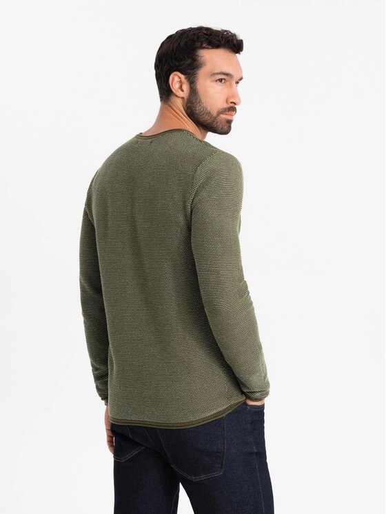 Ombre Ombre Sweter OM-SWSW-0118 Zielony Regular Fit