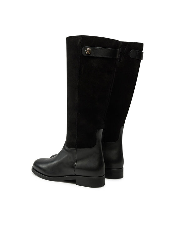 Tommy Hilfiger Tommy Hilfiger Ботуши Th Stud Leather Mix Long Boot FW0FW08341 Черен