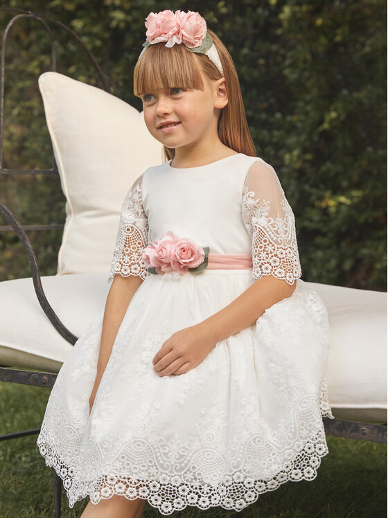 Abel & Lula Abel & Lula Sukienka elegancka 5034 Biały Regular Fit
