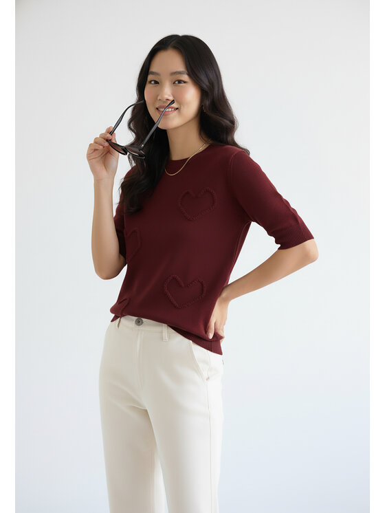 FIGL FIGL Sveter M1278 Bordová Regular Fit